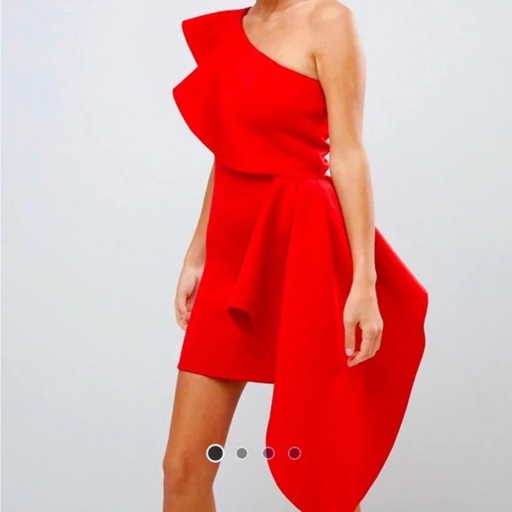 Elegant One Shoulder Red Dress